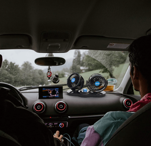 VENTILADOR DOBLE 360° PARA AUTO
